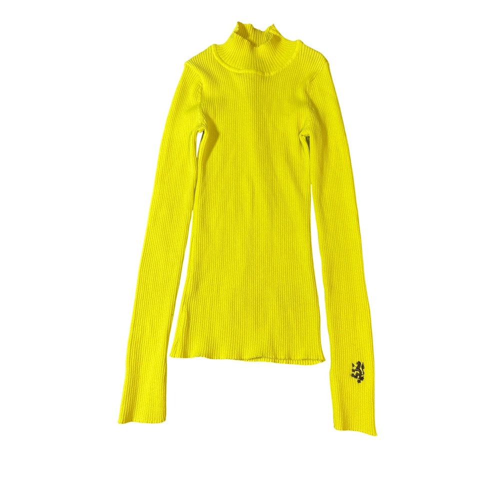Pringle of Scotland x H&M Size Small Yellow Ribbed Mockneck Long Sleeve Shirt‎